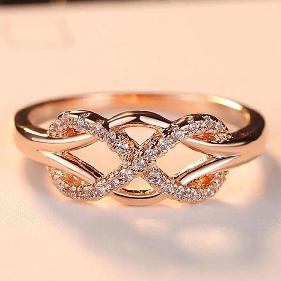 Jewelry - 💎A066💎 *NEW 18K ROSE GOLD KNOTTED INFINITY DIAMOND RING